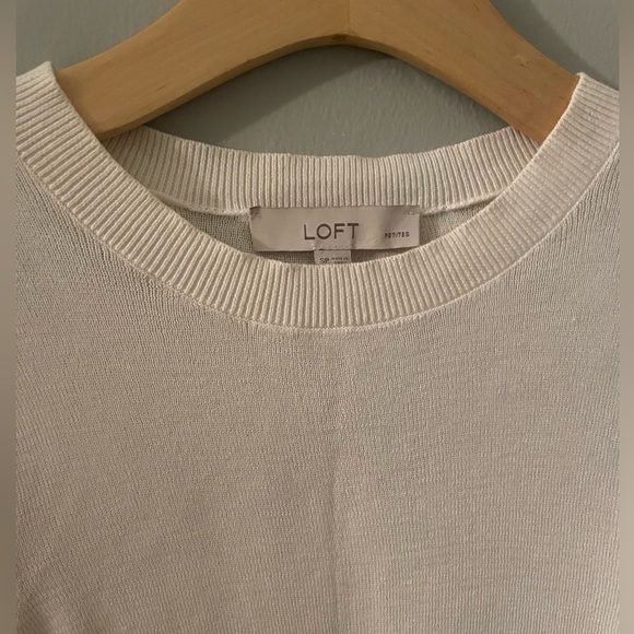 LOFT White Puff Sleeve Sweater - Picture 5 of 5